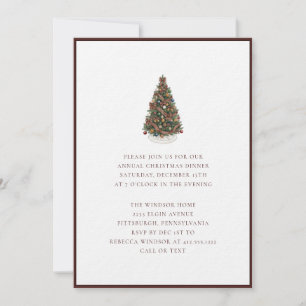 Invitation Arbre de Noël à carreaux élégant aquarelle 