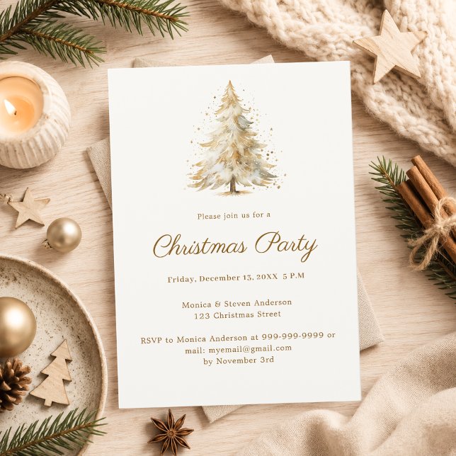 Invitation Arbre de Noël à l'aquarelle Fête de Noël (Créateur téléchargé)