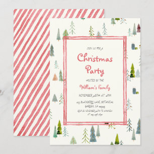 Invitation Arbre de Noël à l'aquarelle Fête de Noël