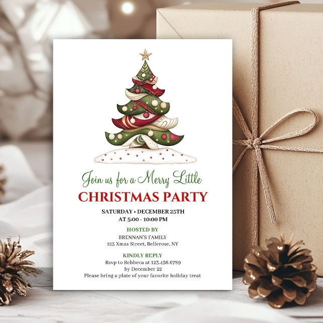 Invitation Arbre de Noël artistique chic célébration festive (Chic artistic Christmas tree festive celebration)
