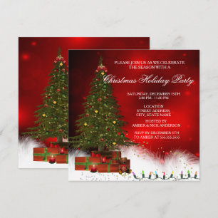 Invitation Arbre de Noël aux lumières scintillantes pour fête