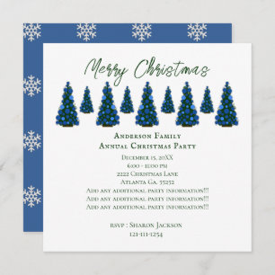 Invitation Arbre de Noël bleu