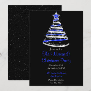 Invitation Arbre de Noël bleu et argenté