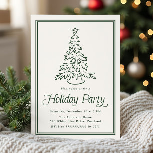 Invitation Arbre de Noël Classique aux Bordures de Vert de Fo