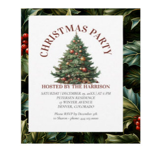Invitation Arbre de Noël classique rétro