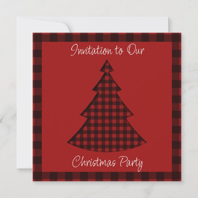 Invitation Arbre de Noël Cosy Red Plaid Motif (Devant)