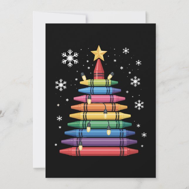 Invitation Arbre de Noël Crayon Art Professeur École Xmas (Devant)