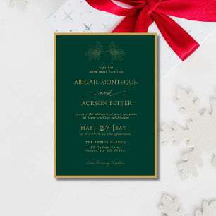 Invitation Arbre de Noël de mariage avec cadre émeraude et or