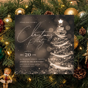 Invitation Arbre de Noël de PARTIE élégant d'hiver en Or