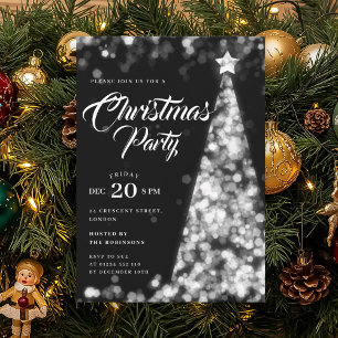 Invitation Arbre de Noël d'hiver élégant argenté pour fête de