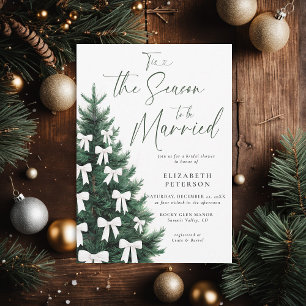 Invitation Arbre de Noël d'hiver Ruban Blanc Chic Enterrement