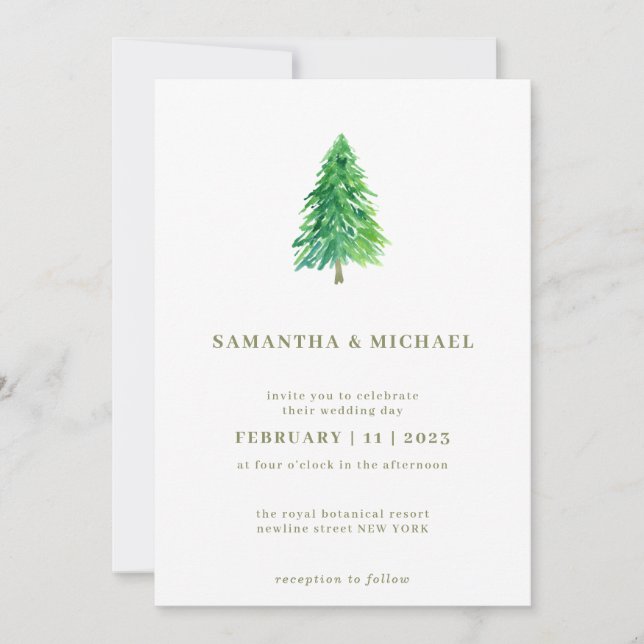 Invitation Arbre de Noël d'hiver Simple mariage élégant (Devant)