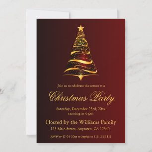 Invitation Arbre de Noël doré minimaliste élégant