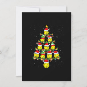 Invitation Arbre de Noël Éclairage Amoureux de Softball Santa