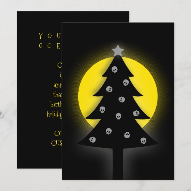 Invitation Arbre de Noël Éffrayant (Devant / Derrière)