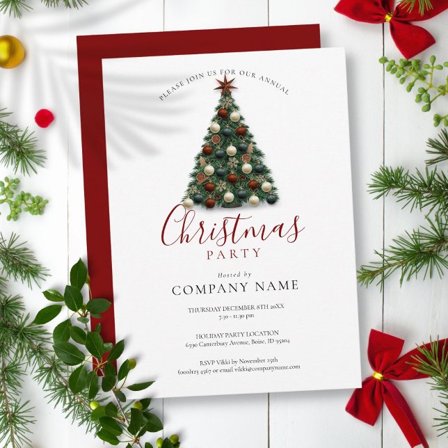 Invitation Arbre de Noël Élégant Fête de Noël d'Entreprise (Elegant Christmas Tree Corporate Holiday Party Invitation)