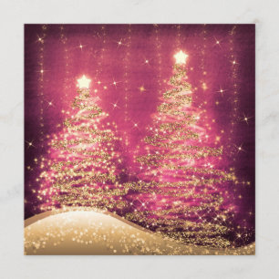 Invitation Arbre de Noël élégant Sparkling Trees Rose