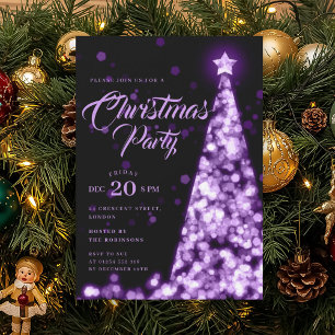 Invitation Arbre de Noël élégant violet d'hiver Fêtes de fin