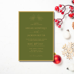Invitation Arbre de Noël en olivier doré Mariage