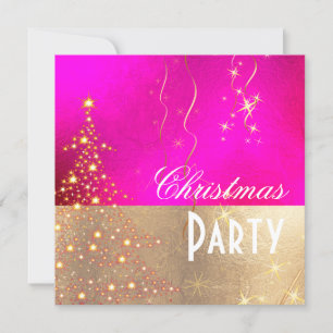 Invitation Arbre de Noël étincelant Hot+Flashy Rose Gold Trim