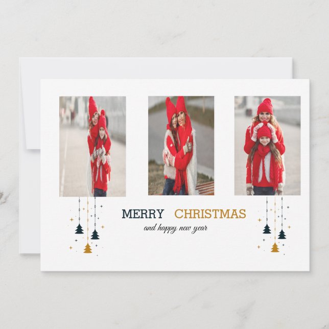 Invitation Arbre de Noël & Étoiles | Vacances (Devant)