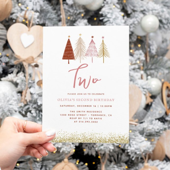 Invitation Arbre de Noël Fille d'hiver 2e anniversaire (Créateur téléchargé)