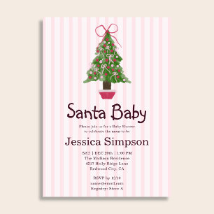 Invitation Arbre de Noël Hiver Rose Mignon Baby Shower