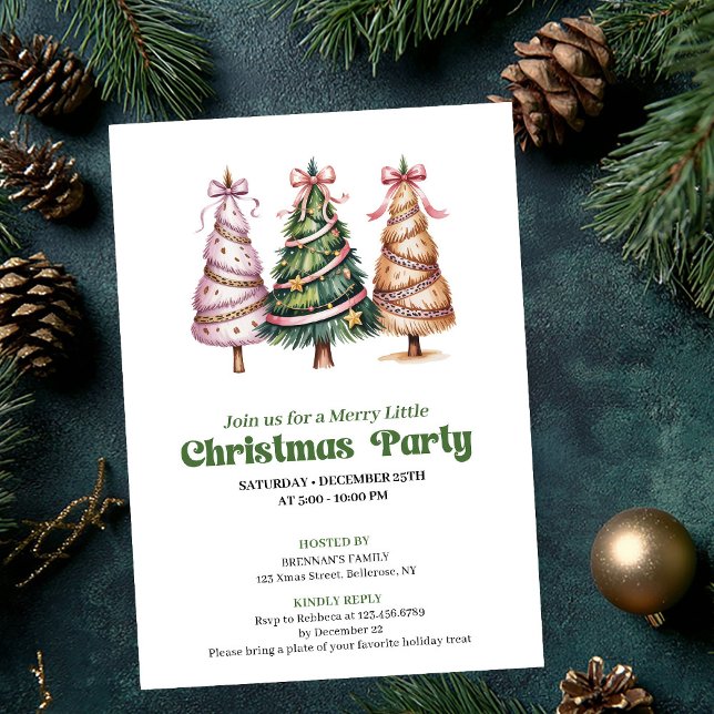 Invitation arbre de Noël imprimé léopard designer (Designer leopard print Christmas tree invitation)
