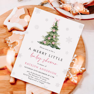 Invitation Arbre de Noël joyeux Baby Shower