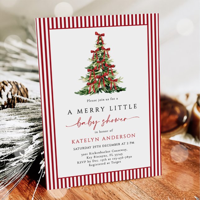 Invitation Arbre de Noël Joyeux Baby Shower  (Créateur téléchargé)
