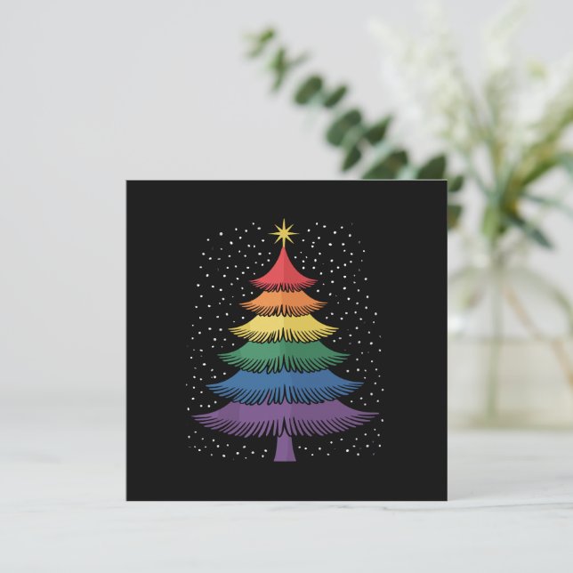 Invitation Arbre de Noël LGBT-Q Fierté Pyjama Drapeau Arc-en- (Debout devant)