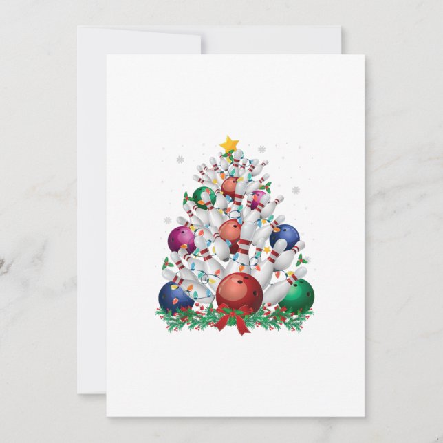 Invitation arbre de noël lumineux de bowling drôle xmas sport (Devant)