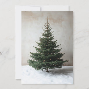 Invitation Arbre de Noël minimaliste avec lumière douce sur l