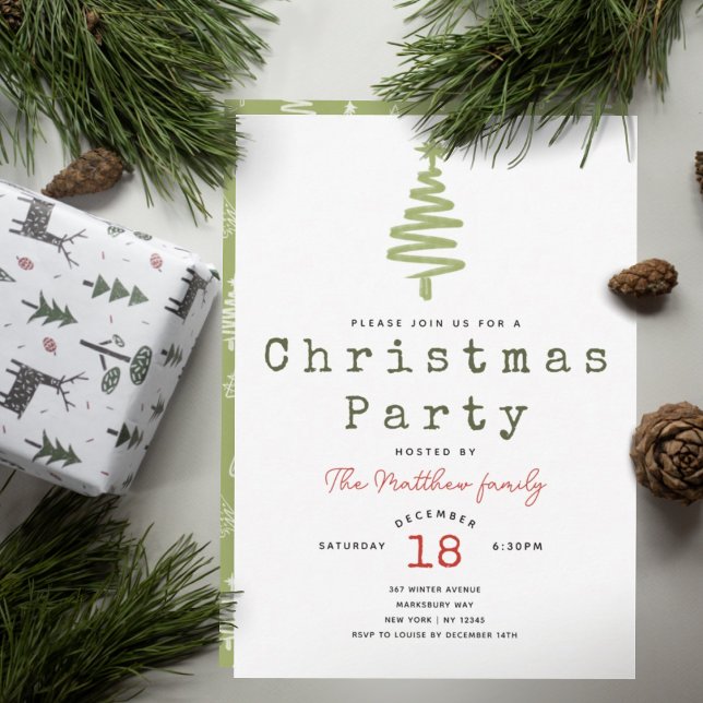 Invitation Arbre de Noël minimaliste moderne (Créateur téléchargé)