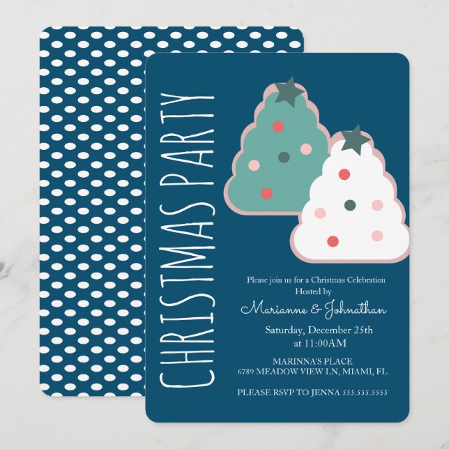 Invitation Arbre de Noël Moderne Fête de Cookies de Vacances (Devant / Derrière)