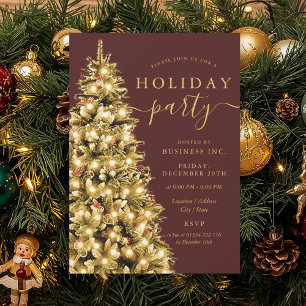 Invitation Arbre de Noël Or Formel Fêtes de fin d'année Entre