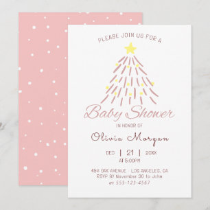 Invitation Arbre de Noël rose Baby shower d'hiver fille