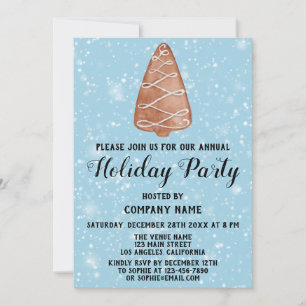 Invitation Arbre de Noël Société Fête Bleu neige