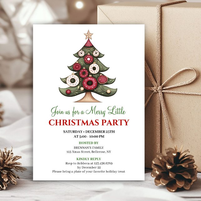 Invitation Arbre de Noël sophistiqué de designer pour les fêt (Sophisticated designer Christmas tree holiday invite)