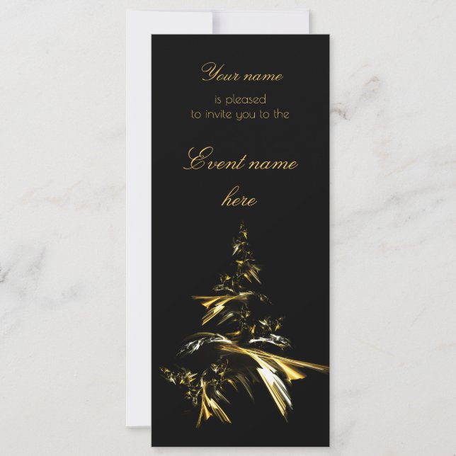 Invitation Arbre de Noël sur Noir 001 (Devant)