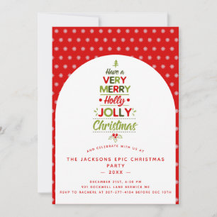 Invitation Arbre de Noël très joyeux et holly personnalisé 