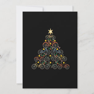 Invitation Arbre de Noël vélo drôle de cycliste Noël de bicyc