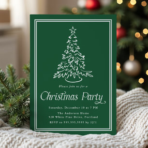 Invitation Arbre de Noël Vert Classique Fête de Noël