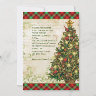 Invitation Arbre de Noël vintage torrents Tartan écossais