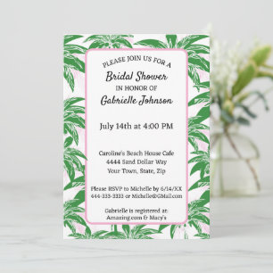 Invitation Arbre de palmier rose vert blanc Fête de douche d'