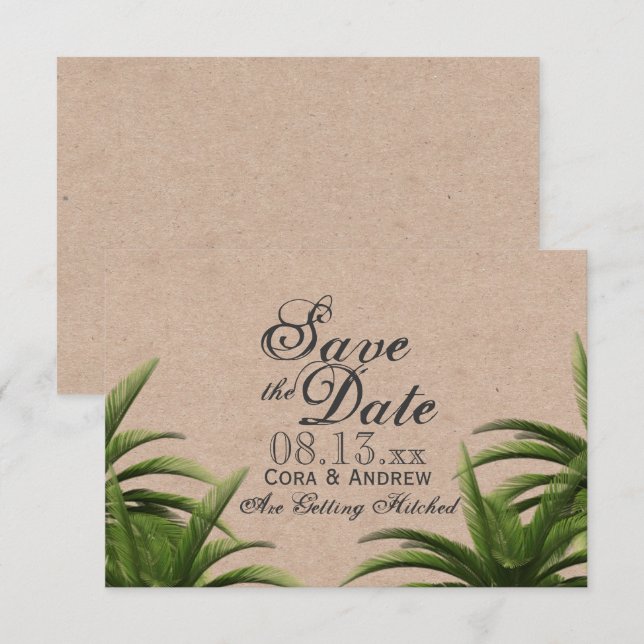 Invitation Arbre de palmier tropical vert mariage à retenir l (Devant / Derrière)