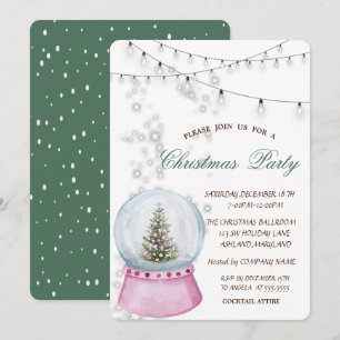 Invitation Arbre de pin à l'aquarelle, Noël globe