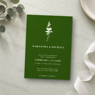 Invitation Arbre de pin de forêt Indépendant Rustique Vert
