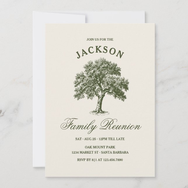 Invitation Arbre de réunion de famille Moderne Classique | Gi (Devant)