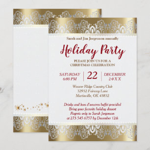 Invitation Arbre de vacances de Noël d'argent et d'or